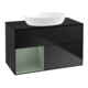 V&B Meuble sous lavabo Finion 100, Pl bleu mat, Rayure Olive mat Lac, bleu mat Lac-1
