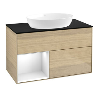 V&B Meuble sous lavabo Finion 100, Pl bleu mat, Rég blanc brillant, Lac, Oa ven