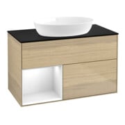 V&B Meuble sous lavabo Finion 100, Pl bleu mat, Rég blanc brillant, Lac, Oa ven