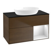 V&B Meuble sous lavabo Finion 100, Pl bleu mat, Rég blanc mat Lac, noyer veiné