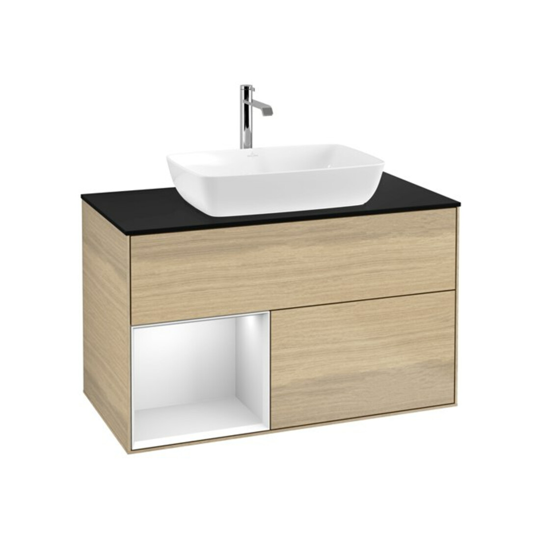 V&B Meuble sous-lavabo Finion 100, Pl bleu mat, Rég blanc mat Lac, Oa ven