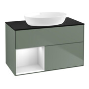 V&B Meuble sous lavabo Finion 100, Pl bleu mat, Reg blanc mat laqué, Oli mat laqué