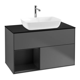 V&B Meuble sous-lavabo Finion 100, Pl bleu mat, Reg bleu mat Lac, Anthracite mat