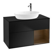 V&B Meuble sous-lavabo Finion 100, Pl bleu mat, Reg bois de noyer, bleu mat Lac