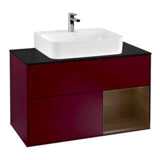 V&B Meuble sous lavabo Finion 100, Pl bleu mat, Reg droite, Ven Peo m