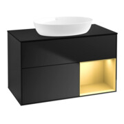 V&B Meuble sous lavabo Finion 100, Pl bleu mat, Reg gol mat Lac, bleu mat Lac