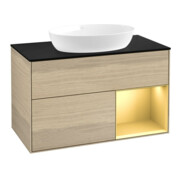 V&B Meuble sous lavabo Finion 100, Pl bleu mat, Rég gol mat Lac, Oa ven