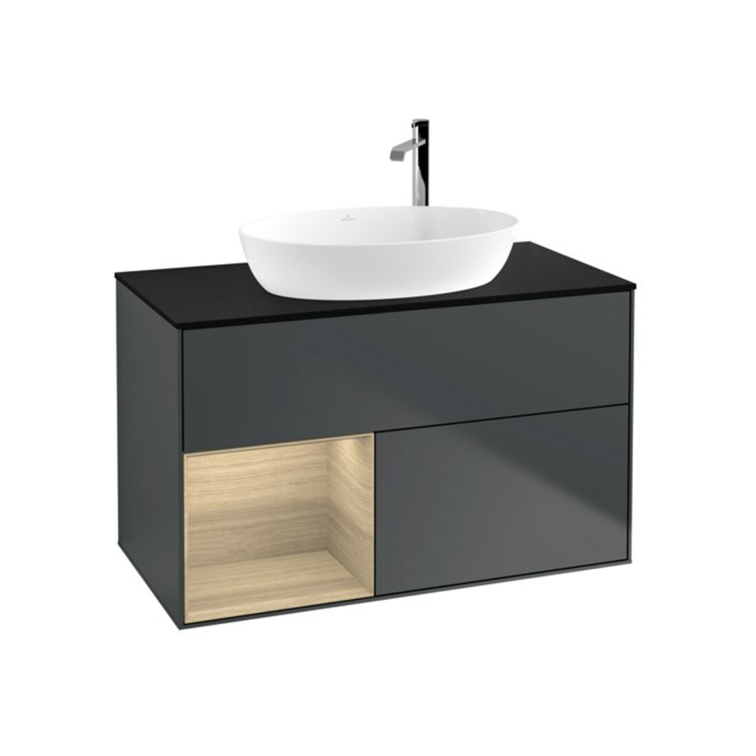 V&B Meuble sous lavabo Finion 100, Pl bleu mat, Reg Oa ven, md bleu mat Lac