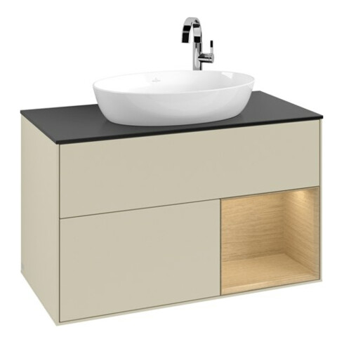 V&B Meuble sous lavabo Finion 100, Pl bleu mat, Rég Oa ven, si Gr m Lac