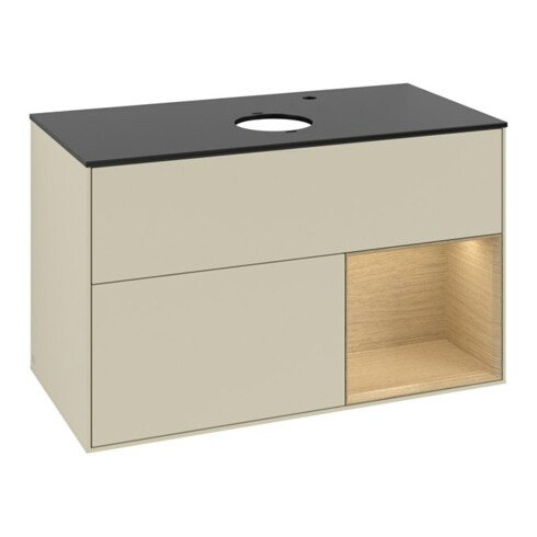 V&B Meuble sous lavabo Finion 100, Pl bleu mat, Rég Oa ven, si Gr m Lac