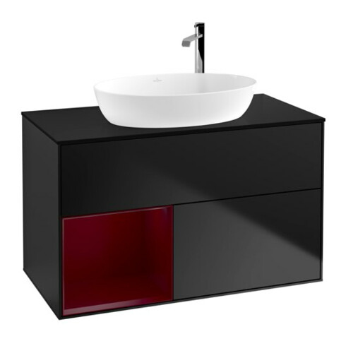 V&B Meuble sous lavabo Finion 100, Pl bleu mat, Rég. Peo mat Lac, bleu mat Lac
