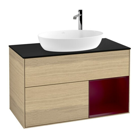 V&B Meuble sous-lavabo Finion 100, Pl bleu mat, Reg Peo mat Lac, Oa ven