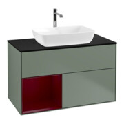 V&B Meuble sous lavabo Finion 100, Pl bleu mat, Reg Peo mat laqué, Oli. mat laqué