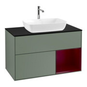 V&B Meuble sous lavabo Finion 100, Pl bleu mat, Reg Peo mat laqué, Oli. mat laqué