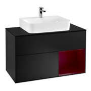 V&B Meuble sous-lavabo Finion 100, Pl bleu mat, Reg re Peo, bleu mat Lac