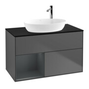 V&B Meuble sous lavabo Finion 100, Pl bleu mat, Réglette médium mat laqué, Anthracite mat