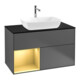 V&B Meuble sous-lavabo Finion 100, Pl bleu mat, Réglette or mat, Anthracite mat-1
