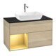 V&B Meuble sous lavabo Finion 100, Pl bleu mat, Réglette or mat Lac, Oa ven-1