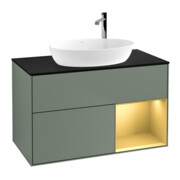 V&B Meuble sous lavabo Finion 100, Pl bleu mat, Regor doré mat Lac, Oli. mat Lac-1