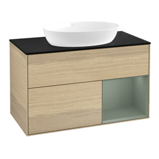 V&B Meuble sous lavabo Finion 100, Pl bleu mat, régulateur huile avec laque, Oa ven