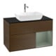 V&B Meuble sous lavabo Finion 100, Pl bleu mat, régulateur huile mat, noyer veinée-1