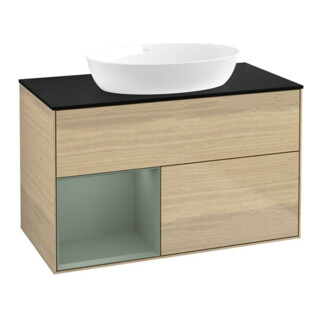 V&B Meuble sous lavabo Finion 100, Pl bleu mat, Régulateur huile mat, Oa ven