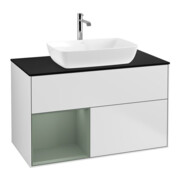 V&B Meuble sous lavabo Finion 100, Pl bleu mat, Régulière huilée avec laque, blanc avec laque