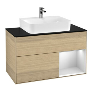 V&B Meuble sous lavabo Finion 100, Pl bleu mat, Tiroir droit blanc mat, Oa ven