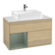 V&B Meuble sous-lavabo Finion 100, Pl bleu mat, Tiroir gauche, Huile mat Lac, Oa ven-1