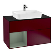 V&B Meuble sous lavabo Finion 100, Pl bleu mat, Tiroir gauche, Huilé mat laqué, Poignée mat