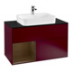 V&B Meuble sous lavabo Finion 100, Pl bleu mat, Tiroir gauche, Peo mat-1