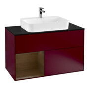 V&B Meuble sous lavabo Finion 100, Pl bleu mat, Tiroir gauche, Peo mat