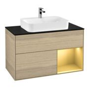 V&B Meuble sous lavabo Finion 100, Pl bleu mat, Tiroir réglable, Oa ven