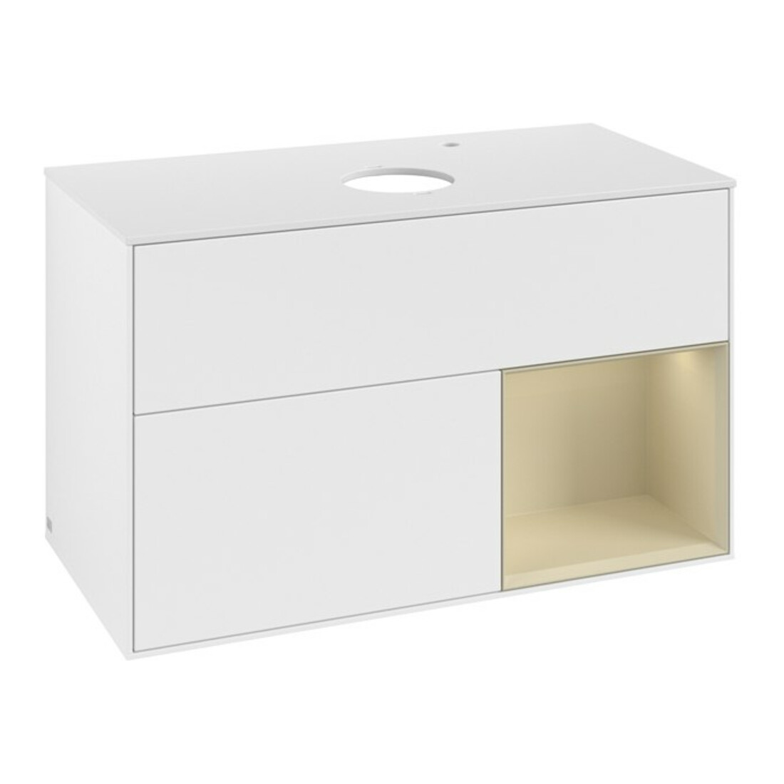 V&B Meuble sous-lavabo Finion 100, Pl w m, Étagère si Gr m Laqué, blanc m Laqué