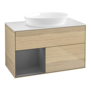 V&B Meuble sous-lavabo Finion 100, Pl w m, Rég Anthrac. m Lac, Oa ven