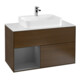 V&B Meuble sous lavabo Finion 100, Pl w m, Rég gauche Anthracite m, noyer vein-1