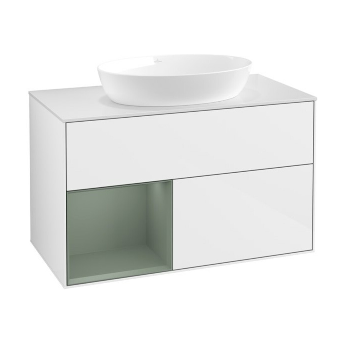 V&B Meuble sous lavabo Finion 100, Pl w m, Reg Oli. m Lac, blanc brillant Lac