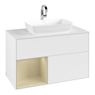 V&B Meuble sous-lavabo Finion 100, Pl w m, Reg si Gr m Lac, blanc m Lac