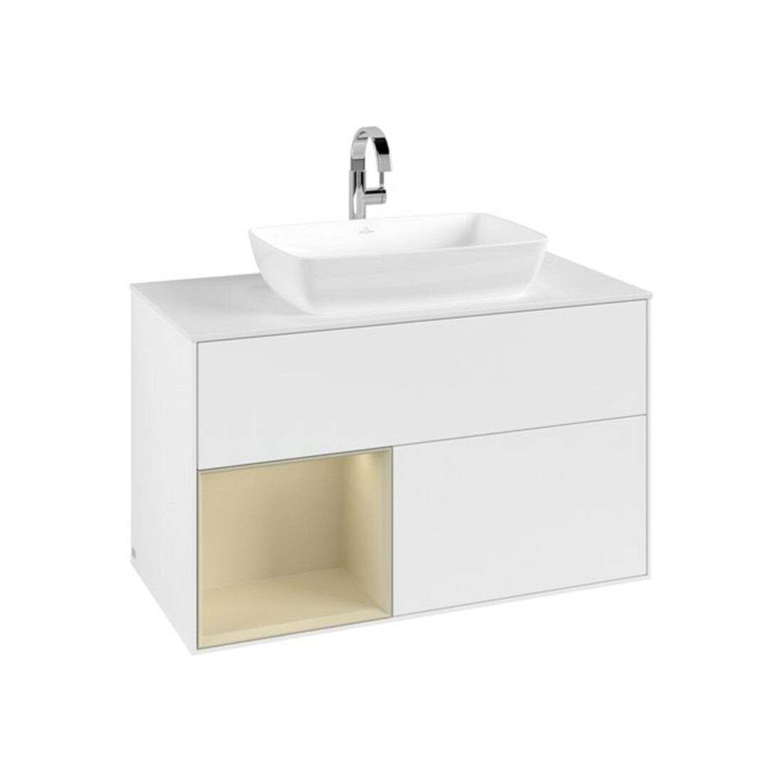 V&B Meuble sous-lavabo Finion 100, Pl w m, Reg si Gr m Lac, blanc m Lac