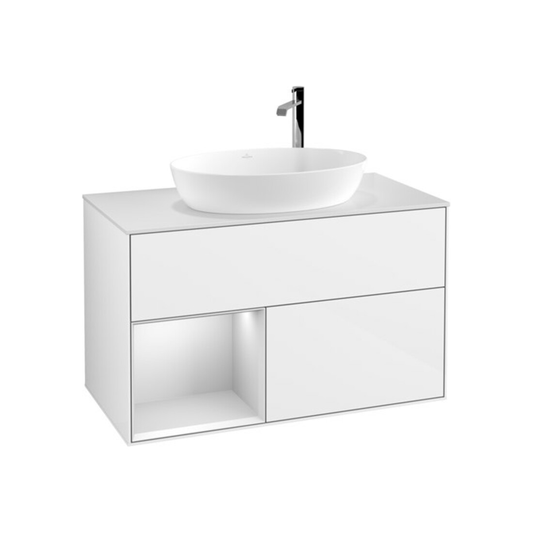 V&B Meuble sous lavabo Finion 100, Pl w m, Rég wh. m Lac, Brill wh. Lac