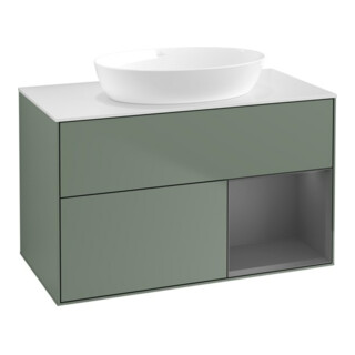 V&B Meuble sous lavabo Finion 100, Pl w m, Rg A m Lac, Oli. m Lac