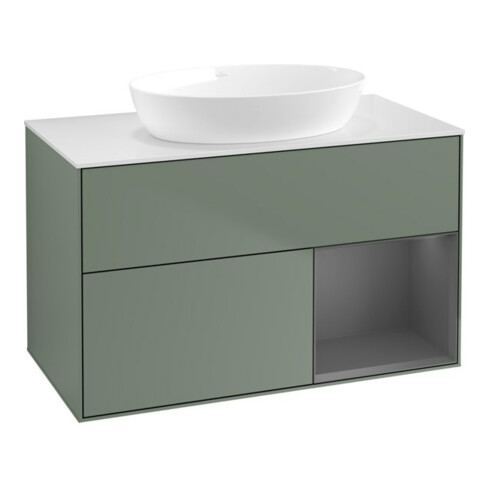 V&B Meuble sous lavabo Finion 100, Pl w m, Rg A m Lac, Oli. m Lac