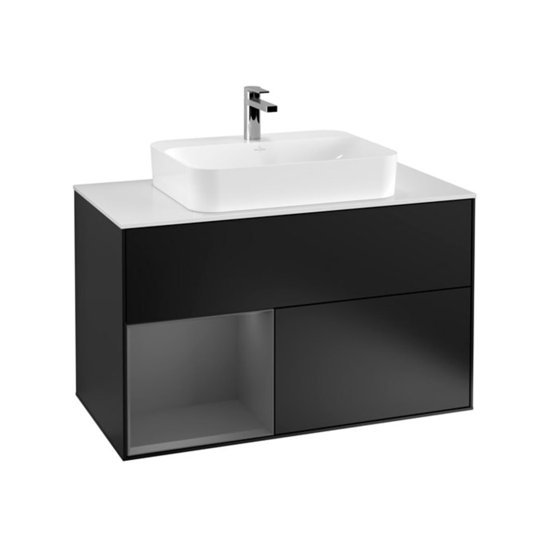 V&B Meuble sous lavabo Finion 100, Pl w m, Rg g Anthrac. m, bla m Lac