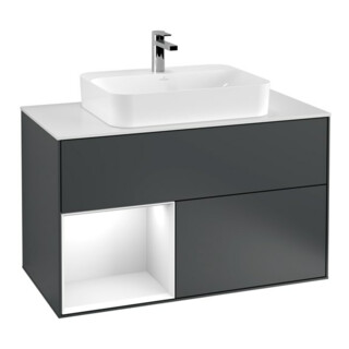 V&B Meuble sous lavabo Finion 100, Pl w m, Rg l g w Lac, md bl. m Lac