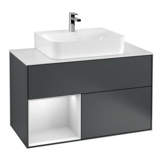 V&B Meuble sous lavabo Finion 100, Pl w m, Rg l w m Lac, md bl. m Lac