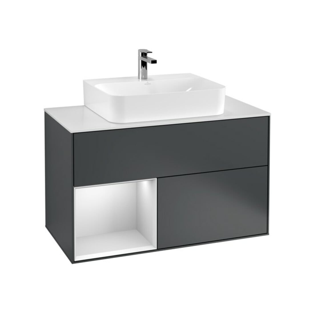 V&B Meuble sous lavabo Finion 100, Pl w m, Rg l w m Lac, md bl. m Lac