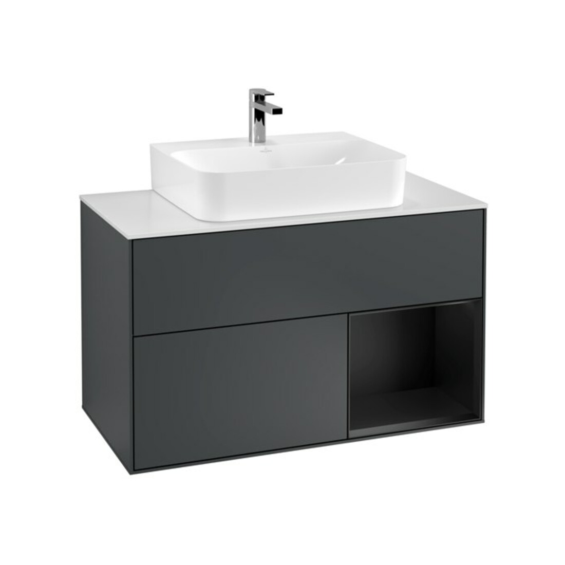 V&B Meuble sous-lavabo Finion 100, Pl w m, Rg r b m Laqué, md bl. m Laqué