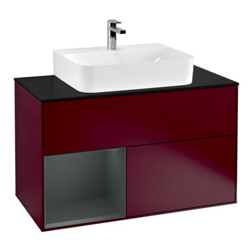 V&B Meuble sous-lavabo Finion 100, Pl w m, Tiroir gauche avec façade laquée, Peo m