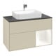 V&B Meuble sous lavabo Finion 100, placage blanc mat, face rouge blanc mat lacqué, côté gris mat lacqué-1
