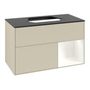 V&B Meuble sous lavabo Finion 100, placage blanc mat, face rouge blanc mat lacqué, côté gris mat lacqué-4